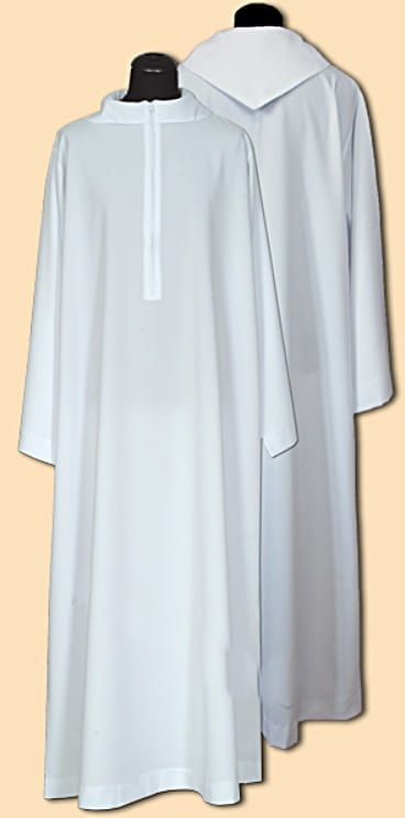 Alba kapłańska z kapturem i zamkiem z przodu (AS4) Asga Szaty Liturgiczne Kierlikówka