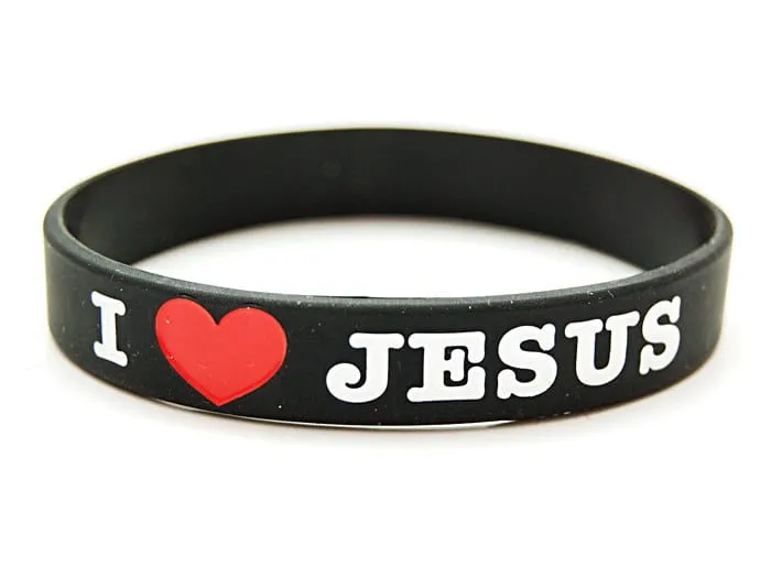 Bransoletka żelowa - I love JESUS - czarna e-religijne.pl