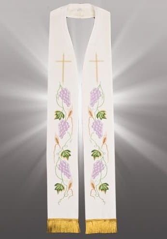 Biała stuła kapłańska haftowana prymicje święcenia jubileusz kapłaństwa sklep liturgiczny e-religijne.pl