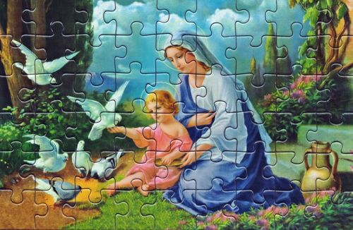 Religijne puzzle dla dzieci - Maryja z Jezusem 13 x 20 - nagrody, upominki za nabożeństwa majowe, październikowe - największy wybór - sklep e-religijne.pl
