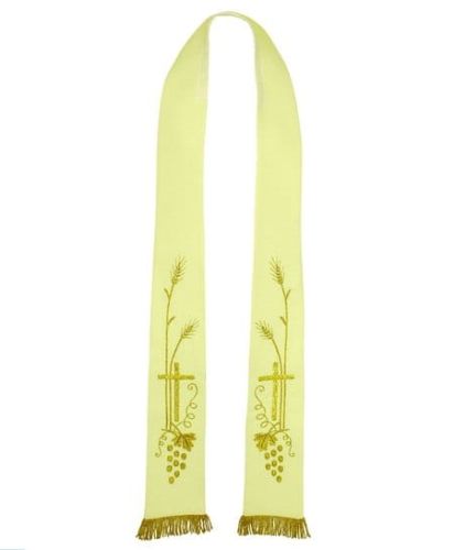 Stuła ecru ręcznie haftowana 4-124-1 e-religijne.pl