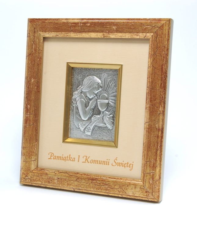 Obrazek srebrny - pamiątka I Komunii św - dla dziewczynki 2 e-religijne.pl