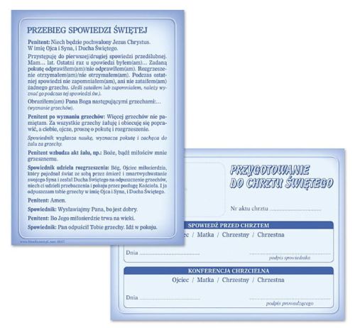 Zaświadczenie spowiedź przed chrztem paczka 50 szt. Hlondianum