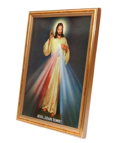 Do zawieszenia: obrazek "Jezu Ufam Tobie" - Jezus Miłosierny 20 x 25 w ramce SZŁ Dewocjonalia Obrazy religijne Miłosierdzie Boże Sklep