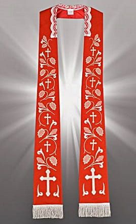 Stuła czerwona rzymska haftowana (K29) e-religijne.pl