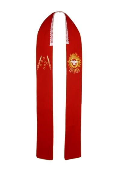 Stuła czerwona z motywem Ducha Św. 4-161-2  e-religijne.pl