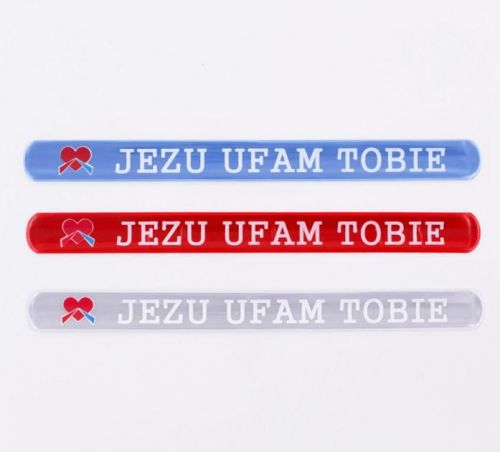 GADŻETY RELIGIJNE - UPOMINKI - NAGRODY: Odblaskowa opaska religijna JEZU UFAM TOBIE  BC33-3 DEWOCJONALIA - SKLEP Chrześcijański e-religijne.pl