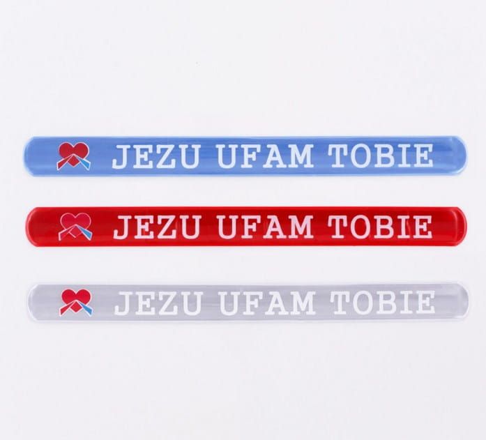 GADŻETY RELIGIJNE - UPOMINKI - NAGRODY: Odblaskowa opaska religijna JEZU UFAM TOBIE  BC33-3 DEWOCJONALIA - SKLEP Chrześcijański e-religijne.pl