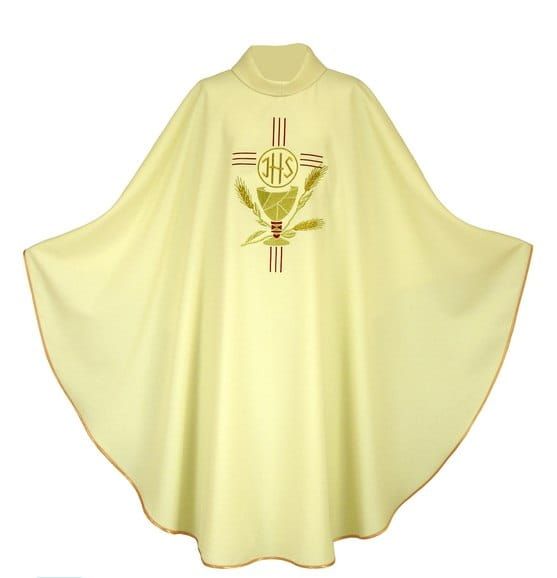 Ornat biały z symbolami Eucharystycznymi e-religijne.pl