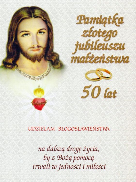 Dyplom na jubileusz 50 lecia Sakramentu Małżeństwa (10 sztuk) Akcydensy, dewocjonalia sklep chrześcijański e-religijne.pl