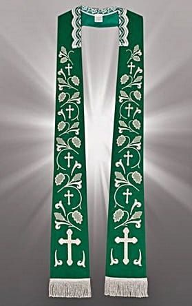 Stuła zielona rzymska haftowana (K29) e-religijne.pl