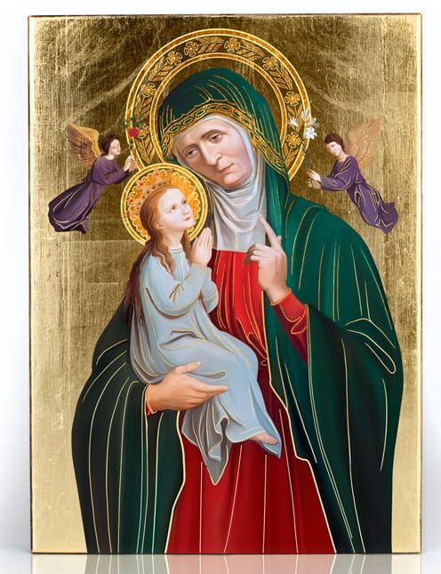 Ikona św. Anny z Matką Bożą - złocona - 11,5 x 16 SKLEP z upominkami religijnymi e-religijne.pl