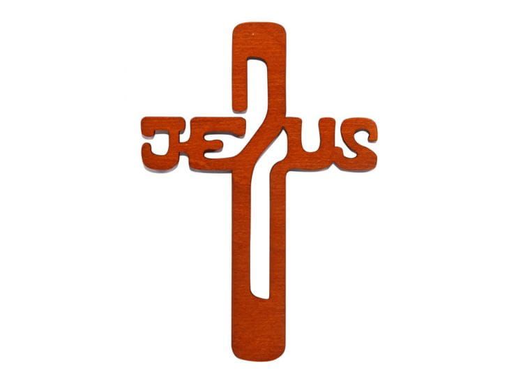 Krzyż drewniany wycinany JEZUS e-religijne.pl