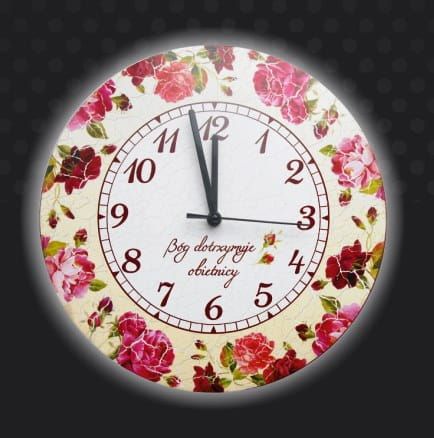 Zegar ścienny antyczny z tekstem religijnym "Bóg dotrzymuje obietnicy" e-religijne.pl