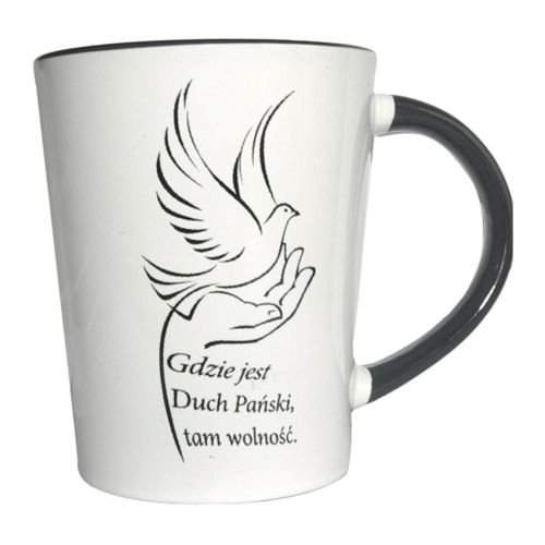 SKLEP CHRZEŚCIJAŃSKI: Kubek do kawy z religijnym nadrukiem " Gdzie jest Duch Pański tam wolność" - Religijne upominki chrześcijańskie - KSIĘGARNIA e-religijne.pl