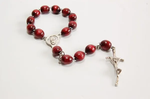Różaniec dziesiątka drewniana wiśniowa e-religijne.pl