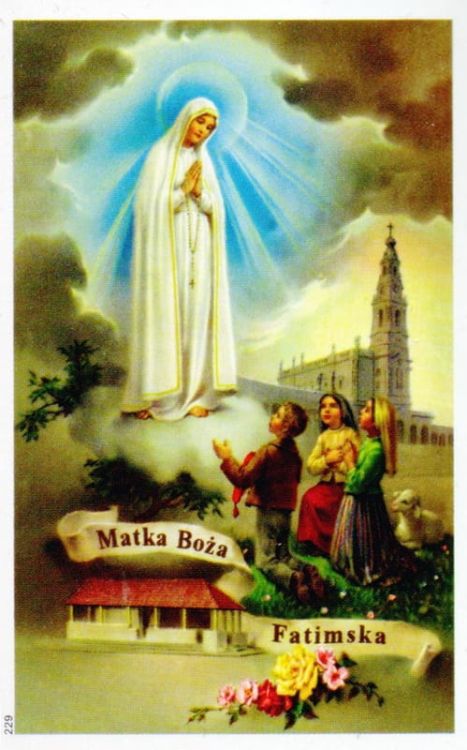 Obrazki z Matką Bożą Fatimską (paczka 100 sztuk) sklep chrześcijański 100 lecie Objawień Maryi w Fatimie