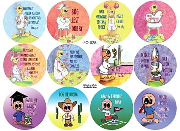 Chrześcijańskie naklejki religijne zestaw 12 sztuk (F028) e-religijne.pl