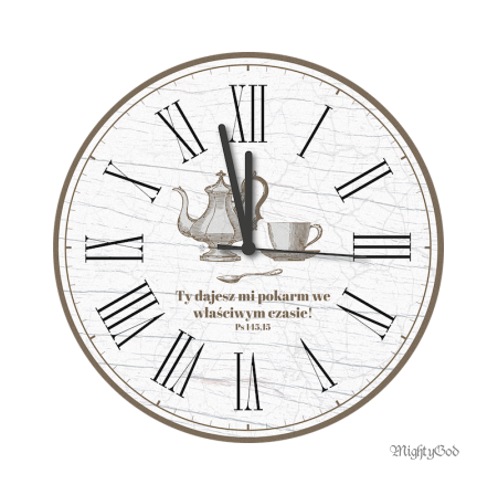  Zegar ścienny antyczny z tekstem religijnym "Ty dajesz mi pokarm..." księgarnia religijna sklep chrześcijański