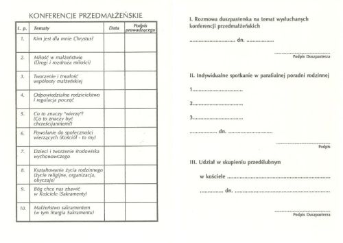 Świadectwo ukończenia kursu przedmałżeńskiego - druk / dyplom e-religijne.pl