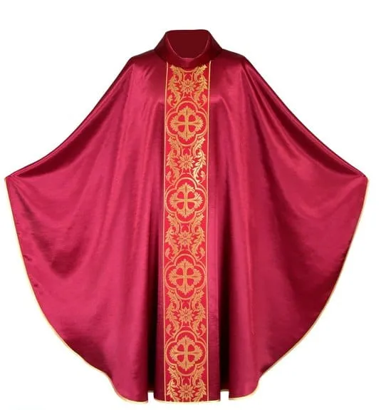 Ornat czerwony z tkanym pasem e-religijne.pl