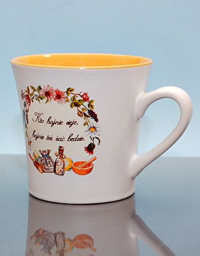 Kubek z chrześcijańskim cytatem "Kto hojnie sieje hojnie też żąć będzie" Sklep chrześcijański - upominki religijne na każdą okazję.