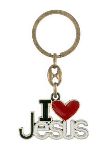 Księgarnia chrześcijańska -  I love Jesus - metalowy brelok do kluczy