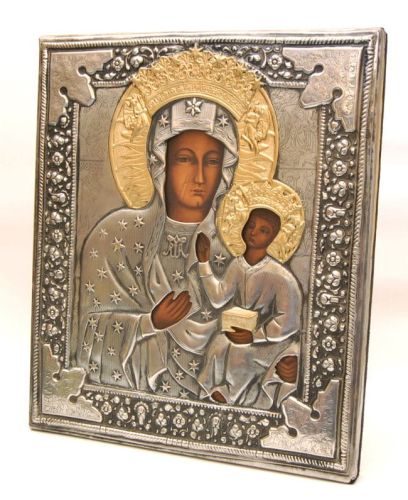Ikona Matka Boża Częstochowska w posrebrzanej koszulce e-religijne.pl
