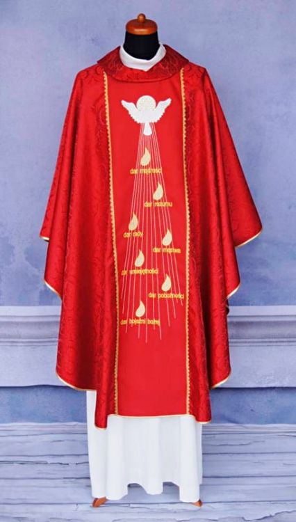 Ornat czerwony na bierzmowanie (K43) - Sklep z ornatami - ARTYKUŁY LITURGICZNE - KSIĘGI - NACZYNIA .