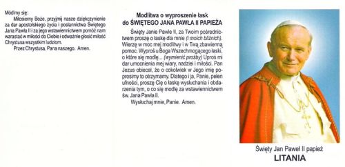 Litania do św. Jana Pawła II - karnet z modlitwą e-religijne.pl sklep pomoce duszpsterskie