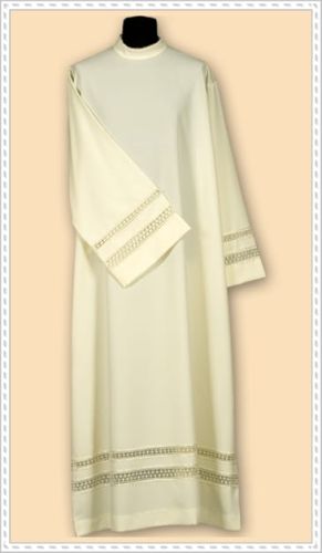 Alba kapłańska z podwójną wstawką - ecru e-religijne.pl

  