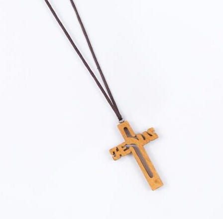 DEWOCJONALIA: Krzyżyk drewniany na szyję 5 cm z rzemykiem.  Duży wybór krzyży: TAU, św. Benedykta, na rzemyku, sznurku. Pamiątki Bierzmowania - SKLEP KATOLICKI