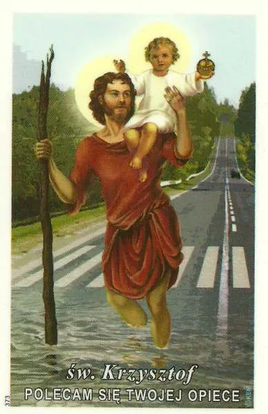 Obrazek laminowany św. Krzysztof z modlitwą Pamiątka poświęcenia pojazdu e-religijne.pl
