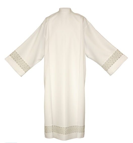 Alba kapłańska z ozdobną wstawką - krój rzymski - 3-114-0 e-religijne.pl