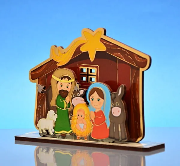 Sklep artykuły religijne - dewocjonalia - Szopka ze Świętą Rodziną dekoracja świąteczna dla dzieci