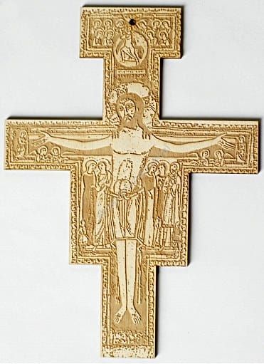 Krzyż z San Damiano - dewniany grawerowany (20 cm) e-religijne.pl