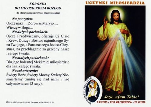 Uczynki Miłosierdzia - karnet składany książeczka z obrazkiem Jezusa Miłosiernego - pomoce duszpasterskie - katechetyczne - sklep księgarnia wysyłkowa e-religijne.pl