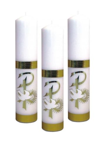 Świeca ołtarzowa na bierzmowanie z naklejką 30 cm O3 e-religijne.pl