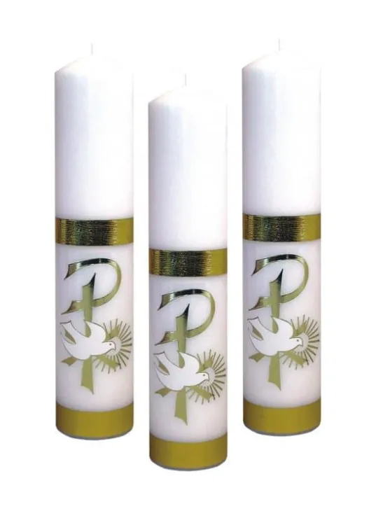 Świeca ołtarzowa na bierzmowanie z naklejką 30 cm O3 e-religijne.pl