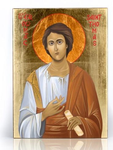 Ikona św. TOMASZA APOSTOŁA wykonana na olchowej desce - złocona płatkami złota. SKLEP Z DEWOCJONALIAMI - IKONY z GRECJI - ręcznie zdobione - e-religijne.pl imieniny, urodziny, chrzest upominki