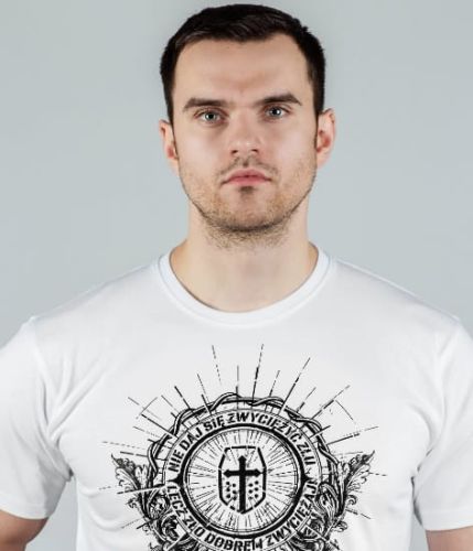 Sklep chrześcijański e-religijne.pl Męska koszulka chrześcijańska "Nie daj się zwyciężyć złu ..."