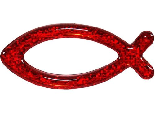 Ryba naklejka na samochód - czerwony brokat e-religijne.pl