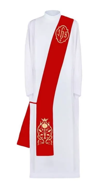 Stuła diakońska CZERWONA 18-2202 SKLEP ARTYKUŁY LITURGICZNE SZATY