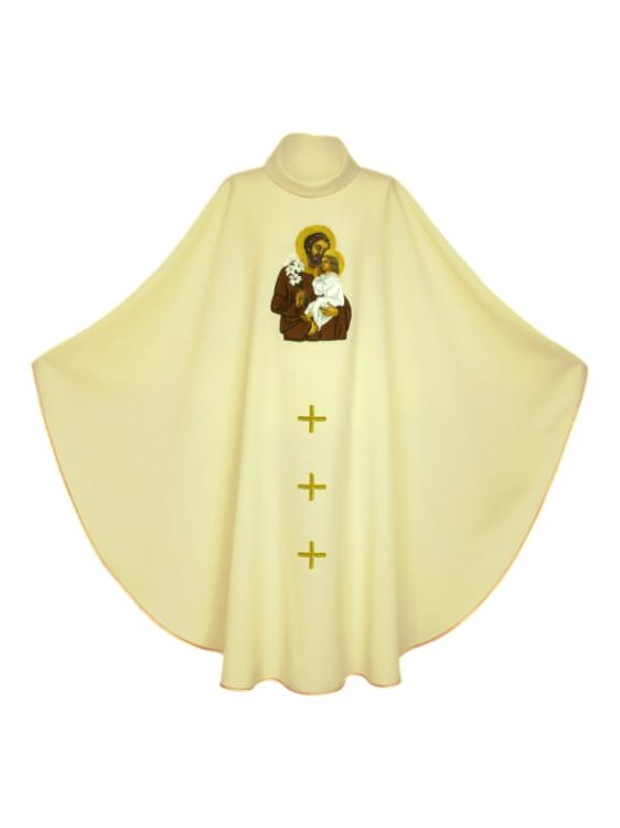 Ornat biały z haftowanym wizerunkiem św. Józefa e-religijne.pl