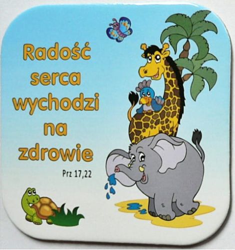Podstawka korkowa z religijnym tekstem "Radość serca wychodzi na zdrowie" e-religijne.pl