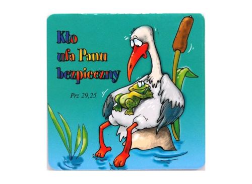 Podstawka korkowa z religijnym hasłem Kto ufa Panu bezpieczny e-religijne.pl