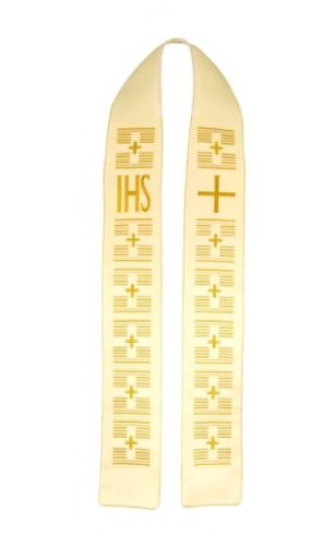 Stuła biała haftowana 4-186-1 e-religijne.pl