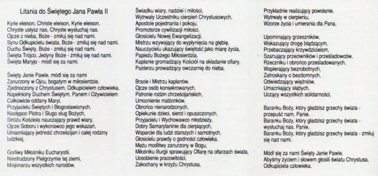 Sklep chrześcijański: Litania do Świętego Jana Pawła II - Karnet  , najlepsze wydawnictwo dla wszystkich czcicieli św. Papieża Polaka księgarnia e-religijne.pl