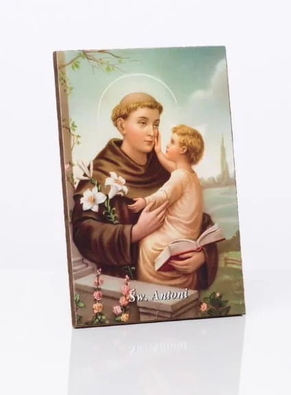 DEWOCJONALIA - Obrazy - ikony: Obrazek św. Antoni stojący - 6,5 x 10 Możliwość powieszenia, pamiątka religijna - sklep księgarnia religijna
