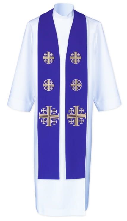 Stuła fioletowa szeroka do koncelebry /K9/ sklep szaty liturgiczne prezent dla księdza i dar ołtarza.